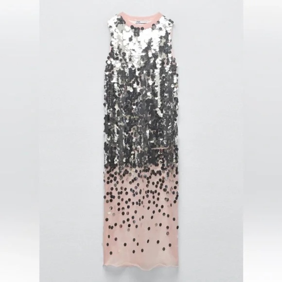 Rare Zara Silver sequin party mermaid dress - Picture 3 of 6